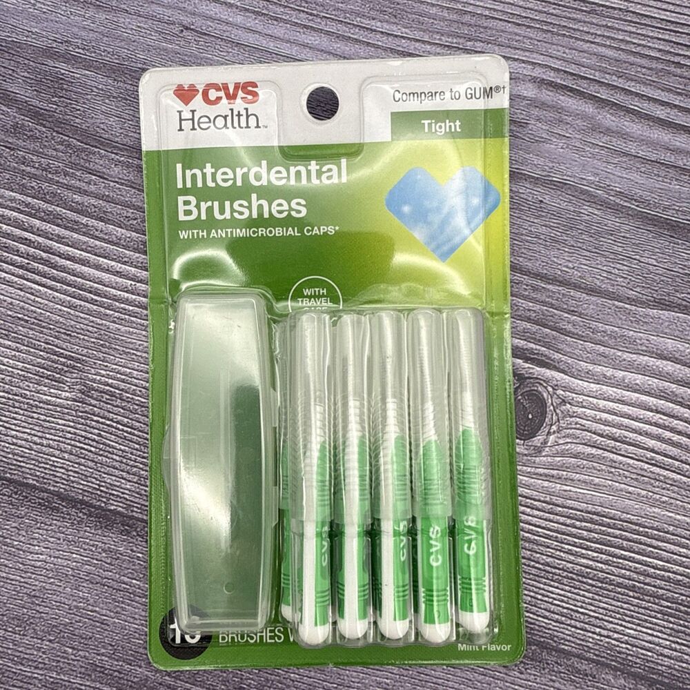 Interdental Brushes 16-Pack Sensitive Tight with Travel Case CVS Health